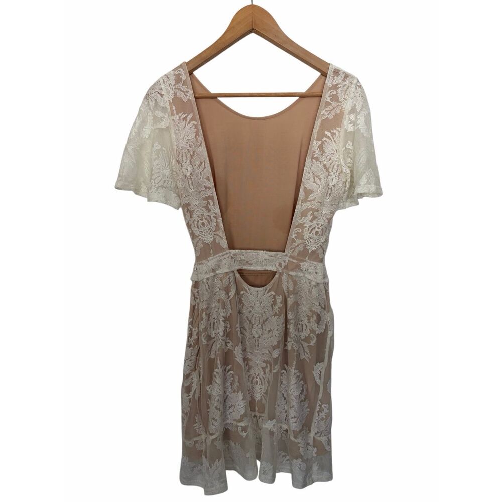 For Love & Lemons San Marcos Open Back Lace Mini Dress Ivory Size XS - Picture 6 of 12